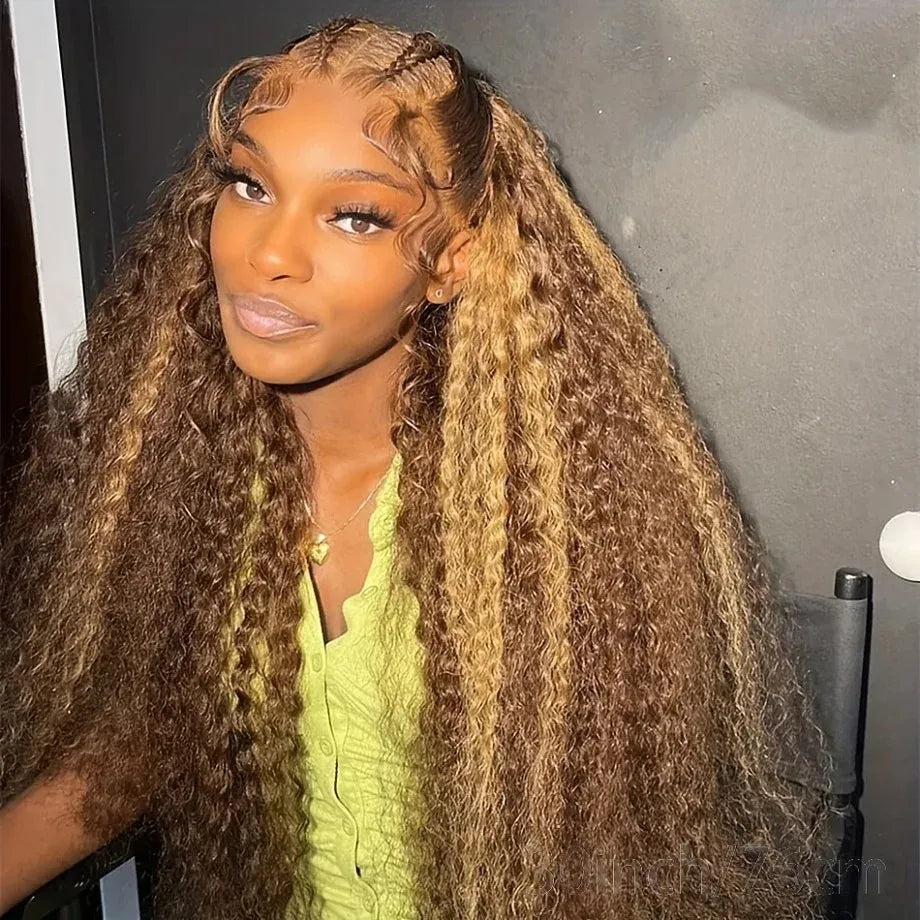 30 32 Inch Highlight Ombre Lace Frontal Wig Curly Human Hair Wigs 4/27 Colored 13x4 13X6 Deep Curly 4x4 5X5 Lace Closure Wigs