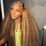 30 32 Inch Highlight Ombre Lace Frontal Wig Curly Human Hair Wigs 4/27 Colored 13x4 13X6 Deep Curly 4x4 5X5 Lace Closure Wigs