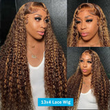 30 32 Inch Highlight Ombre Lace Frontal Wig Curly Human Hair Wigs 4/27 Colored 13x4 13X6 Deep Curly 4x4 5X5 Lace Closure Wigs