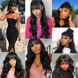 30 34 Inch Body Wave Human Hair Wig With Bangs Brazilian 3x1 HD Lace Frontal Bone Straight Human Hair Wig 200% Density For Women