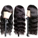 30 34 Inch Body Wave Human Hair Wig With Bangs Brazilian 3x1 HD Lace Frontal Bone Straight Human Hair Wig 200% Density For Women