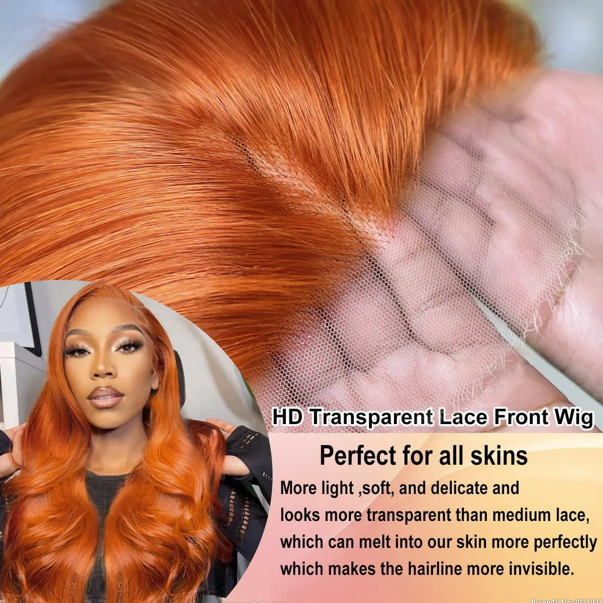 30 34 Inch Ginger Orange 13x6 Lace Front Wigs Human Hair Glueless Colored Body Wave 100% Human Hair Wig Pre Plucked 250% Density