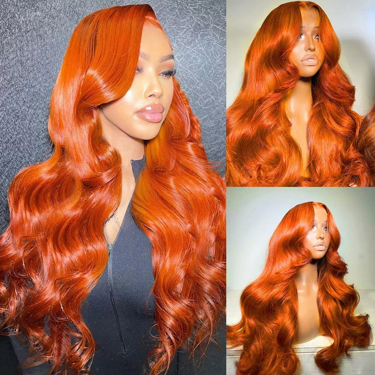 30 34 Inch Ginger Orange 13x6 Lace Front Wigs Human Hair Glueless Colored Body Wave 100% Human Hair Wig Pre Plucked 250% Density