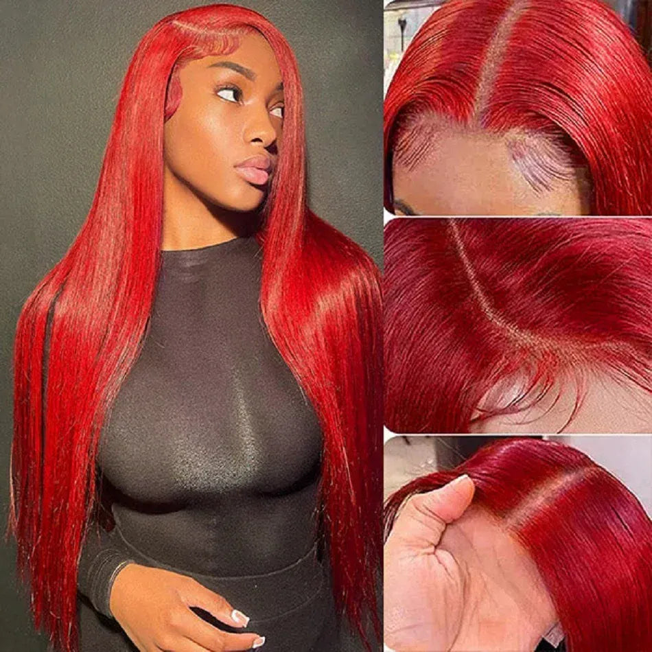30 40 Inch Bone Straight Hot Red Wig 13x4 13x6 Hd Lace Front Wigs Human Hair Brazilian Red Straight Lace Front Wig For Women
