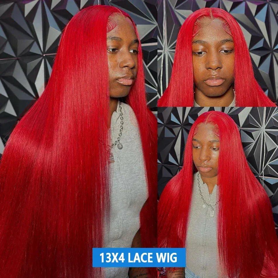 30 40 Inch Bone Straight Hot Red Wig 13x4 13x6 Hd Lace Front Wigs Human Hair Brazilian Red Straight Lace Front Wig For Women