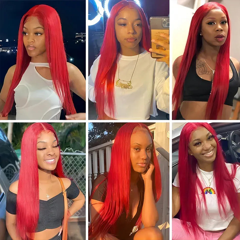 30 40 Inch Bone Straight Hot Red Wig 13x4 13x6 Hd Lace Front Wigs Human Hair Brazilian Red Straight Lace Front Wig For Women