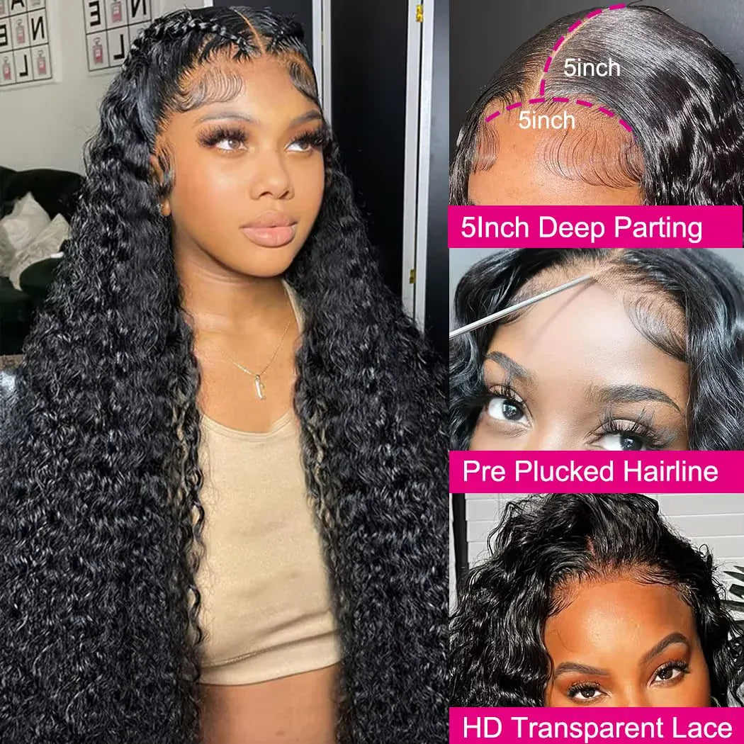 30 40 Inch Guleless Wig Human Hair 4x4 5x5 Curly Deep Wave Glueless Closure Wig Brazilian 13x6 HD Lace Frontal Human Hair Wigs