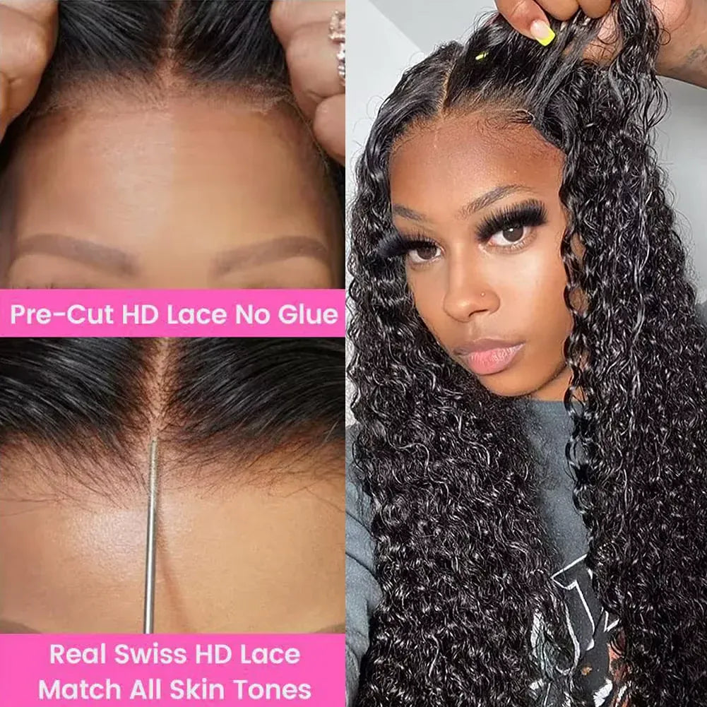 30 40 Inch Guleless Wig Human Hair 4x4 5x5 Curly Deep Wave Glueless Closure Wig Brazilian 13x6 HD Lace Frontal Human Hair Wigs