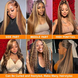 30 40 Inch Highlight Ombre Bone Straight Human Hair Wigs 13x6 Hd Transparent Lace Frontal Wig Colored 360 Full Lace Front Human Hair Pre Plucked Wig For Women
