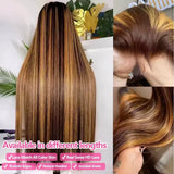 30 40 Inch Highlight Ombre Bone Straight Human Hair Wigs 13x6 Hd Transparent Lace Frontal Wig Colored 360 Full Lace Front Human Hair Pre Plucked Wig For Women