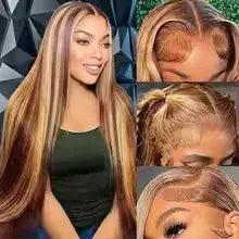 30 40 Inch Highlight Ombre Bone Straight Human Hair Wigs 13x6 Hd Transparent Lace Frontal Wig Colored 360 Full Lace Front Human Hair Pre Plucked Wig For Women