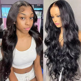 30 Inch 13x4 Lace Front Human Hair Wigs Body Wave 180% Density Remy Hair Glueless Wig Natural Color For Women