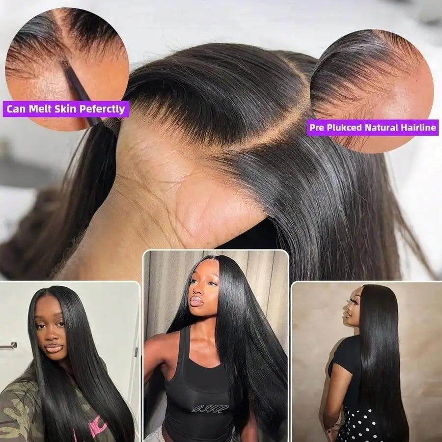 30 Inch 220 Density Bone Straight Human Hair Wig 13x6 13x4 HD Transparent Lace Frontal Pre Plucked With Baby Hair Wigs for Black Women