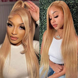 30 Inch #27 Honey Blonde Wig Human Hair 13x6 HD Straight Lace Front Wigs Brazilian Pre Plucked With Baby Hair 15A Pre Colored Lace Frontal Wigs For Women