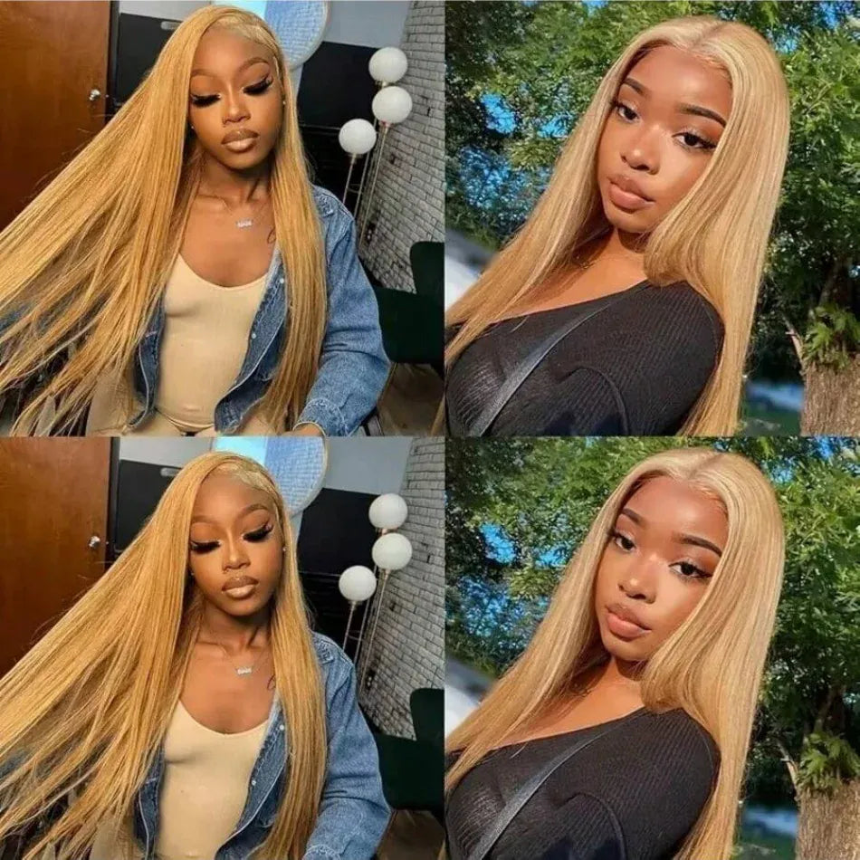 30 Inch #27 Honey Blonde Wig Human Hair 13x6 HD Straight Lace Front Wigs Brazilian Pre Plucked With Baby Hair 15A Pre Colored Lace Frontal Wigs For Women