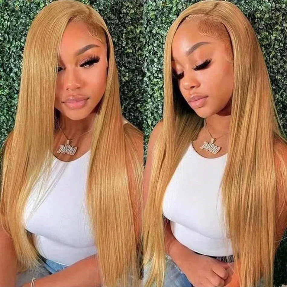 30 Inch #27 Honey Blonde Wig Human Hair 13x6 HD Straight Lace Front Wigs Brazilian Pre Plucked With Baby Hair 15A Pre Colored Lace Frontal Wigs For Women