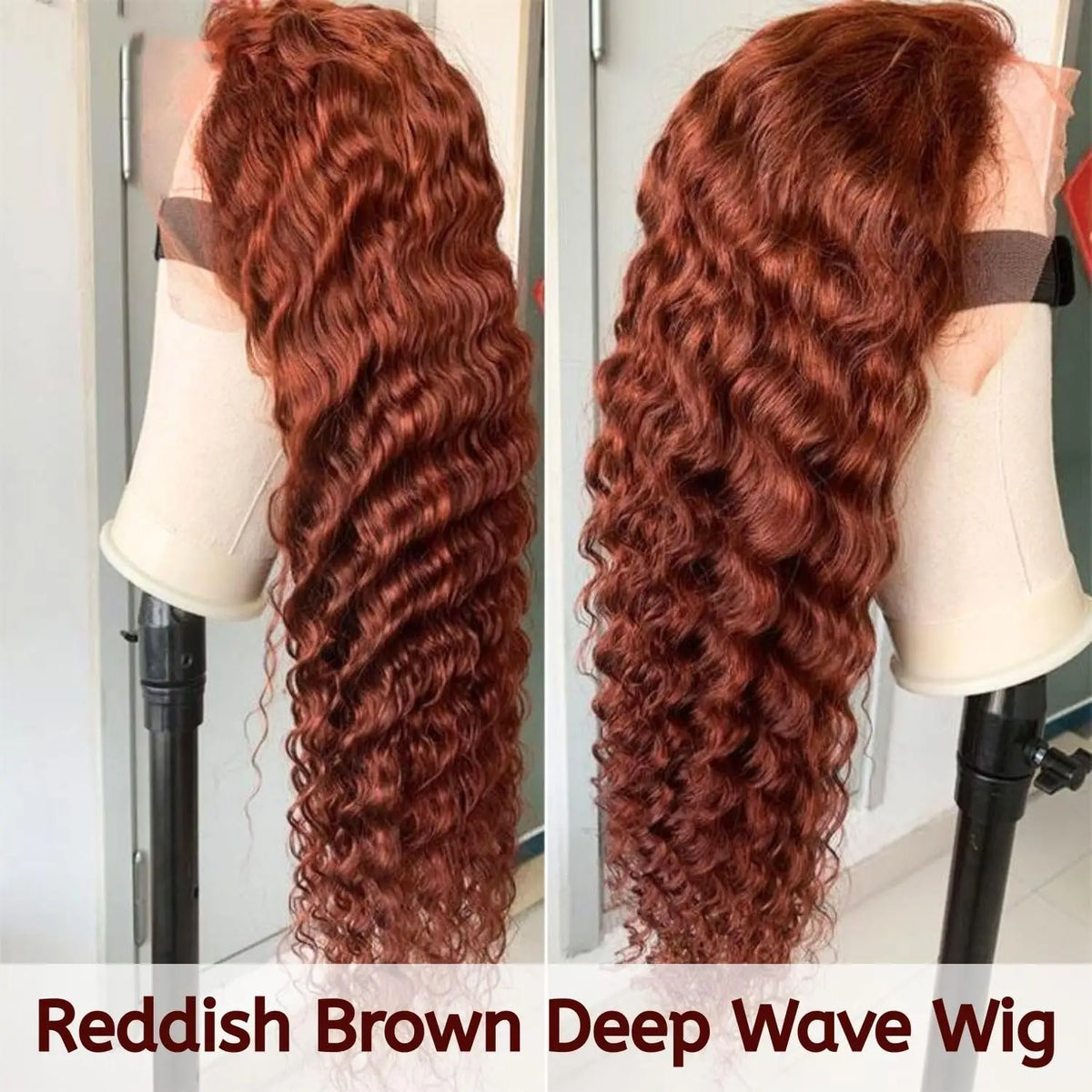 30 Inch Reddish Brown Wigs Human Hair Deep Wave 13x6 Hd Lace Front Wig 180 Density 33# Pre Plucked for Women Colored Human Hair