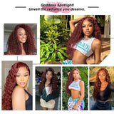 30 Inch Reddish Brown Wigs Human Hair Deep Wave 13x6 Hd Lace Front Wig 180 Density 33# Pre Plucked for Women Colored Human Hair