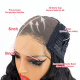 300 Density Bouncy Body Wave 100% Human Hair Lace Front Wigs Bang 5x5 Closure Glueless Fumi Wig HD Lace Frontal Wig Black WearGo