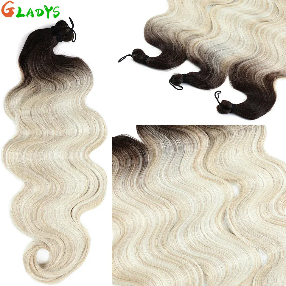 300g/lot 3Pcs 24J Ombre Brown Synthetic Braiding Hair Extensions 26 Inch SP27-30-613 Crochet Braids Loose Wave Bundles Extension