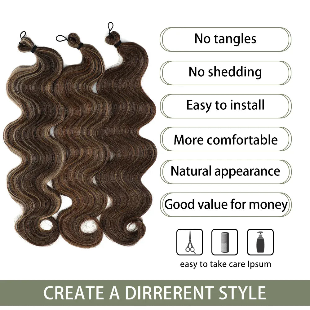300g/lot 3Pcs 24J Ombre Brown Synthetic Braiding Hair Extensions 26 Inch SP27-30-613 Crochet Braids Loose Wave Bundles Extension