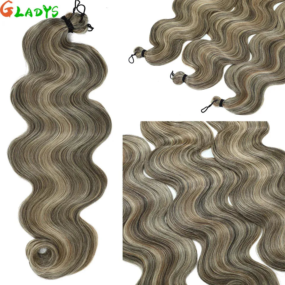 300g/lot 3Pcs 24J Ombre Brown Synthetic Braiding Hair Extensions 26 Inch SP27-30-613 Crochet Braids Loose Wave Bundles Extension