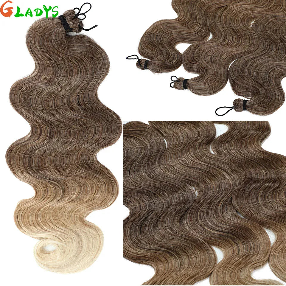 300g/lot 3Pcs 24J Ombre Brown Synthetic Braiding Hair Extensions 26 Inch SP27-30-613 Crochet Braids Loose Wave Bundles Extension