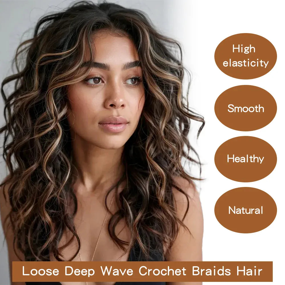 300g/lot 3Pcs 24J Ombre Brown Synthetic Braiding Hair Extensions 26 Inch SP27-30-613 Crochet Braids Loose Wave Bundles Extension