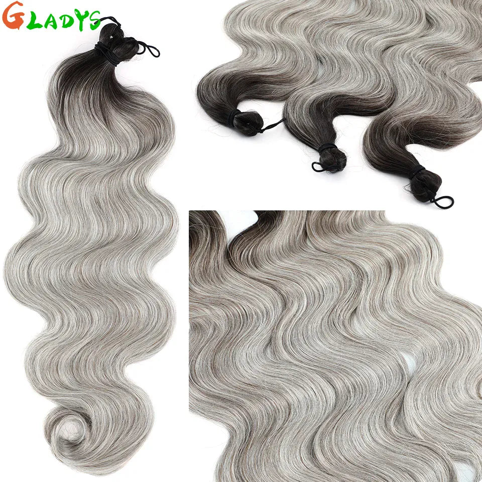 300g/lot 3Pcs 24J Ombre Brown Synthetic Braiding Hair Extensions 26 Inch SP27-30-613 Crochet Braids Loose Wave Bundles Extension