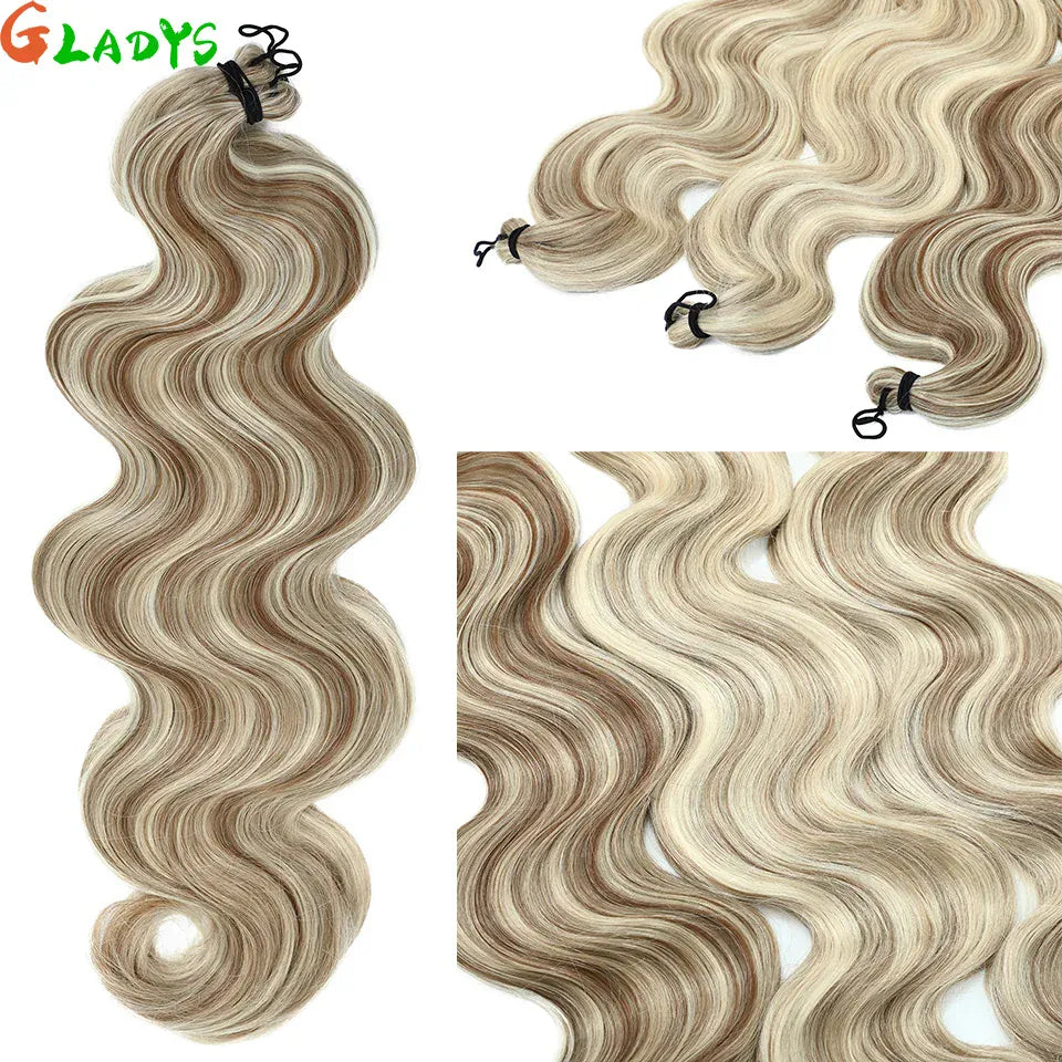 300g/lot 3Pcs 24J Ombre Brown Synthetic Braiding Hair Extensions 26 Inch SP27-30-613 Crochet Braids Loose Wave Bundles Extension