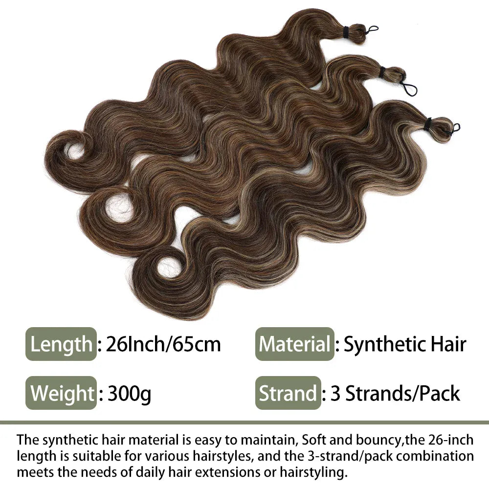 300g/lot 3Pcs 24J Ombre Brown Synthetic Braiding Hair Extensions 26 Inch SP27-30-613 Crochet Braids Loose Wave Bundles Extension