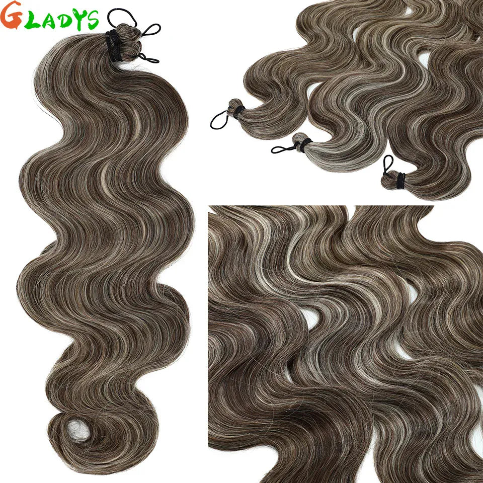 300g/lot 3Pcs 24J Ombre Brown Synthetic Braiding Hair Extensions 26 Inch SP27-30-613 Crochet Braids Loose Wave Bundles Extension