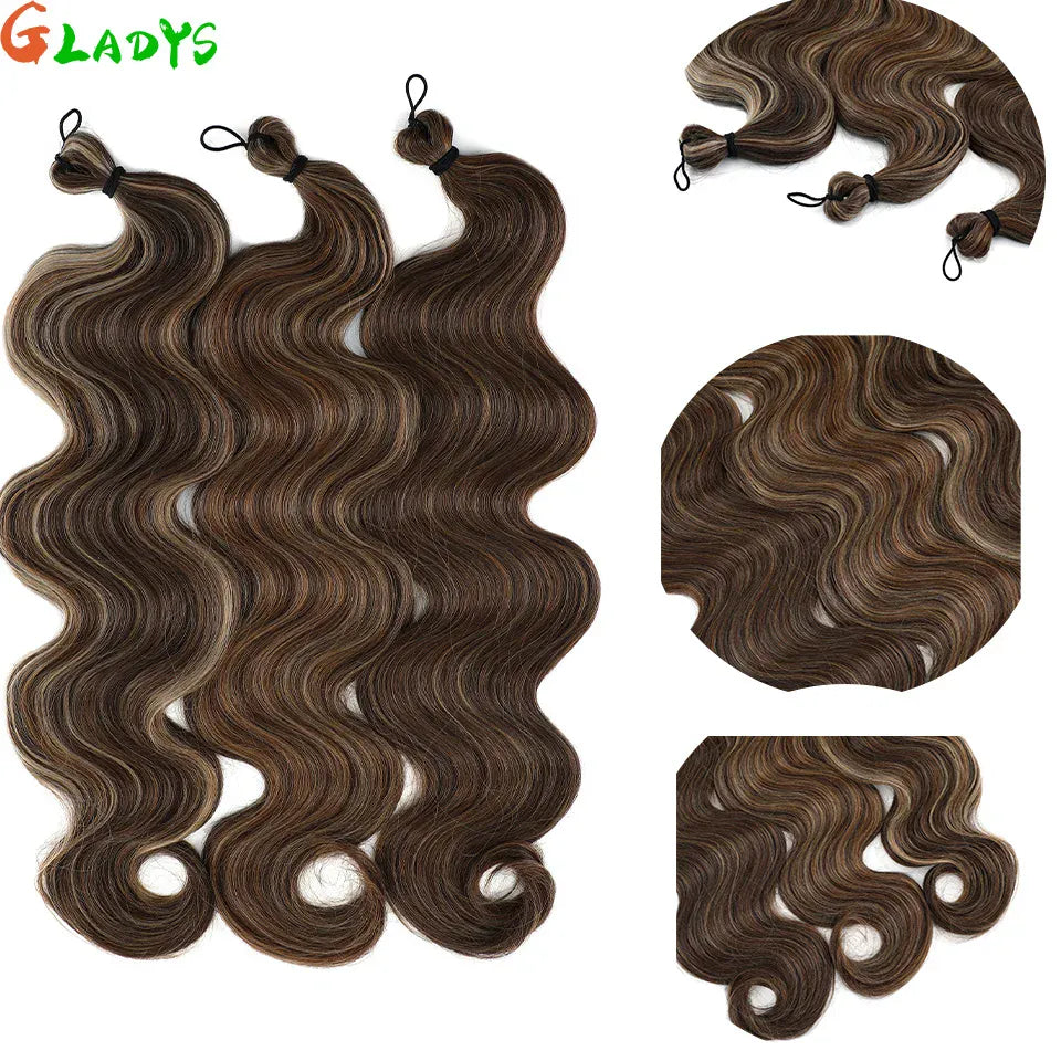 300g/lot 3Pcs 24J Ombre Brown Synthetic Braiding Hair Extensions 26 Inch SP27-30-613 Crochet Braids Loose Wave Bundles Extension