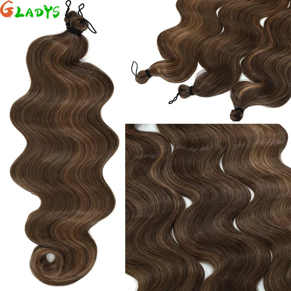 300g/lot 3Pcs 24J Ombre Brown Synthetic Braiding Hair Extensions 26 Inch SP27-30-613 Crochet Braids Loose Wave Bundles Extension