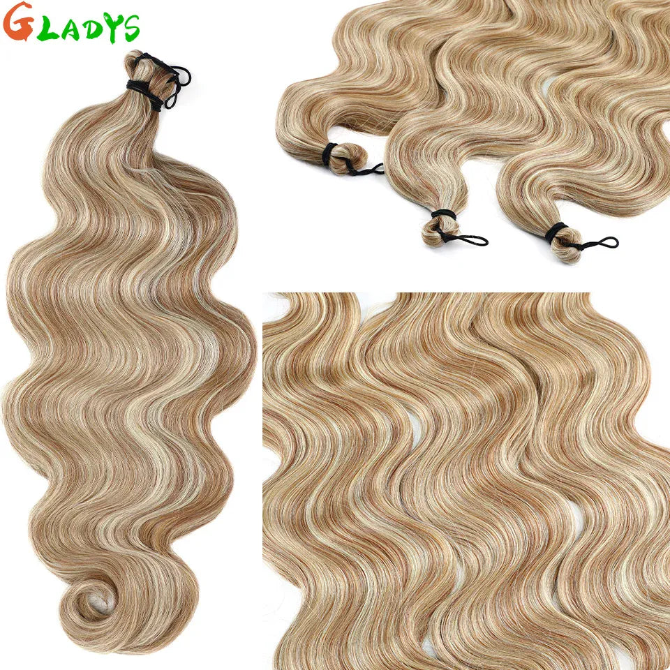300g/lot 3Pcs 24J Ombre Brown Synthetic Braiding Hair Extensions 26 Inch SP27-30-613 Crochet Braids Loose Wave Bundles Extension