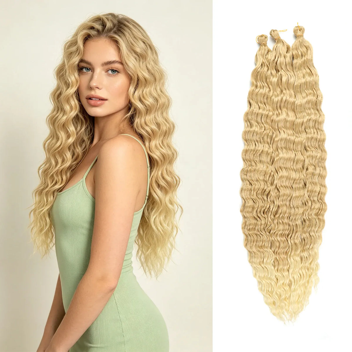 30inch Ocean Wave Synthetic Crochet Hair Extensions 3pcs/set Deep Wave Long Crochet Hair for Women Girls Daily Party Holiday