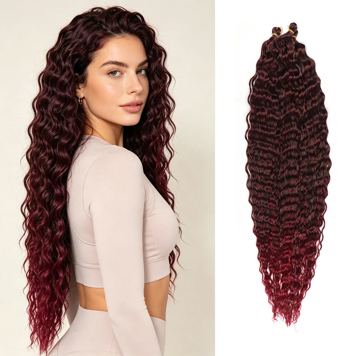 30inch Ocean Wave Synthetic Crochet Hair Extensions 3pcs/set Deep Wave Long Crochet Hair for Women Girls Daily Party Holiday