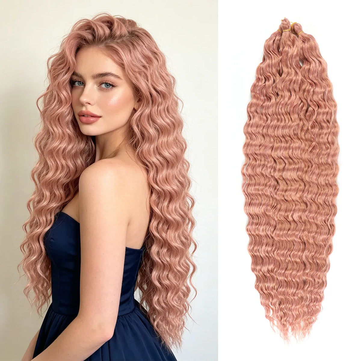 30inch Ocean Wave Synthetic Crochet Hair Extensions 3pcs/set Deep Wave Long Crochet Hair for Women Girls Daily Party Holiday