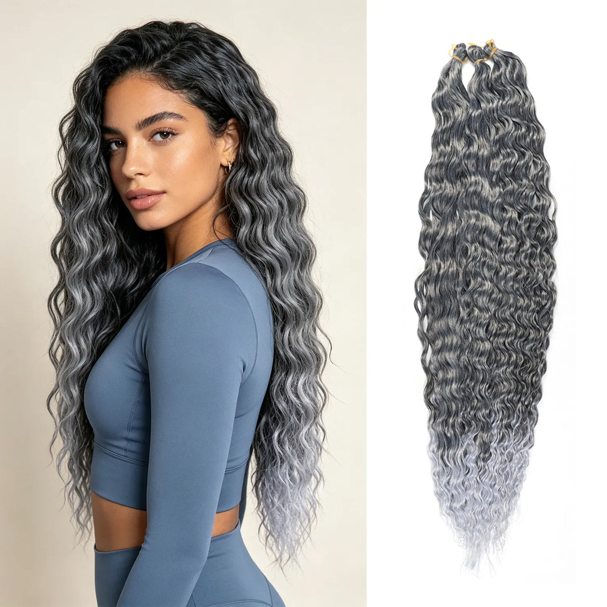 30inch Ocean Wave Synthetic Crochet Hair Extensions 3pcs/set Deep Wave Long Crochet Hair for Women Girls Daily Party Holiday