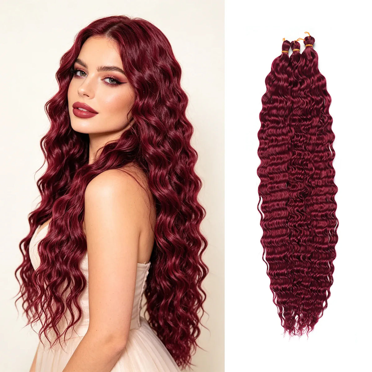 30inch Ocean Wave Synthetic Crochet Hair Extensions 3pcs/set Deep Wave Long Crochet Hair for Women Girls Daily Party Holiday