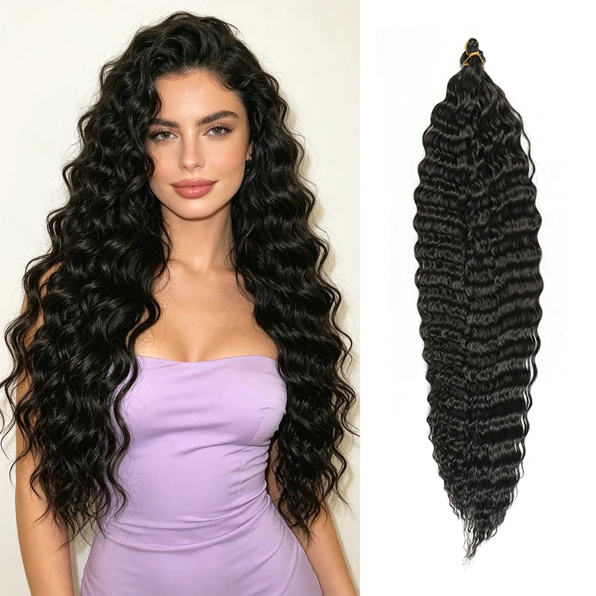 30inch Ocean Wave Synthetic Crochet Hair Extensions 3pcs/set Deep Wave Long Crochet Hair for Women Girls Daily Party Holiday