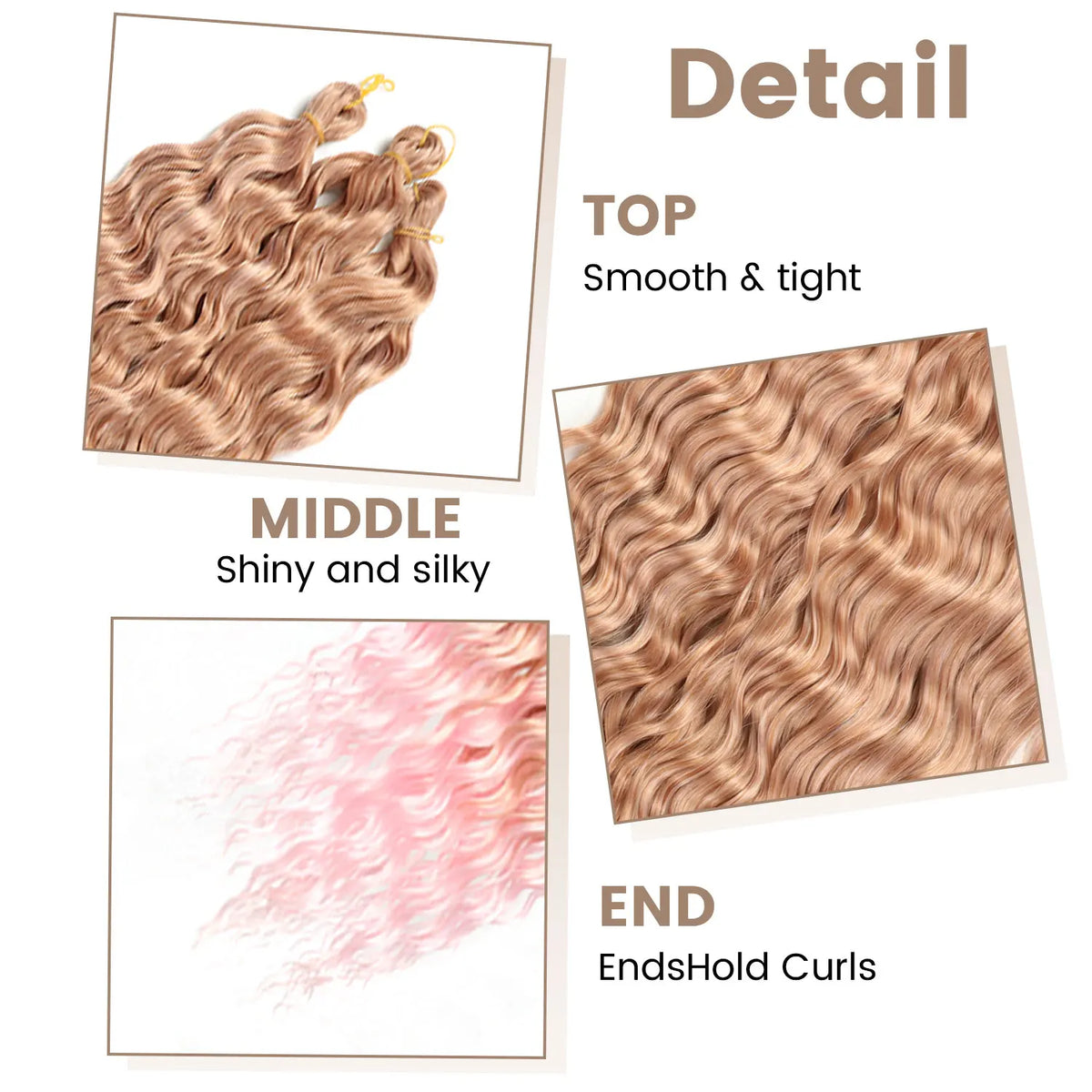 30inch Ocean Wave Synthetic Crochet Hair Extensions 3pcs/set Deep Wave Long Crochet Hair for Women Girls Daily Party Holiday