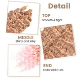 30inch Ocean Wave Synthetic Crochet Hair Extensions 3pcs/set Deep Wave Long Crochet Hair for Women Girls Daily Party Holiday