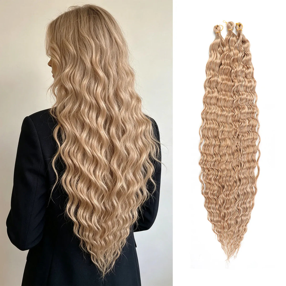 30inch Ocean Wave Synthetic Crochet Hair Extensions 3pcs/set Deep Wave Long Crochet Hair for Women Girls Daily Party Holiday