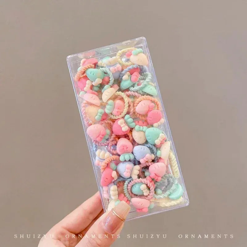 30pcs Children's Thumb Hair Rings High Elasticity Braids Rubber Bands for Babies Non Harmful Cartoon Headrope Cute Accessories