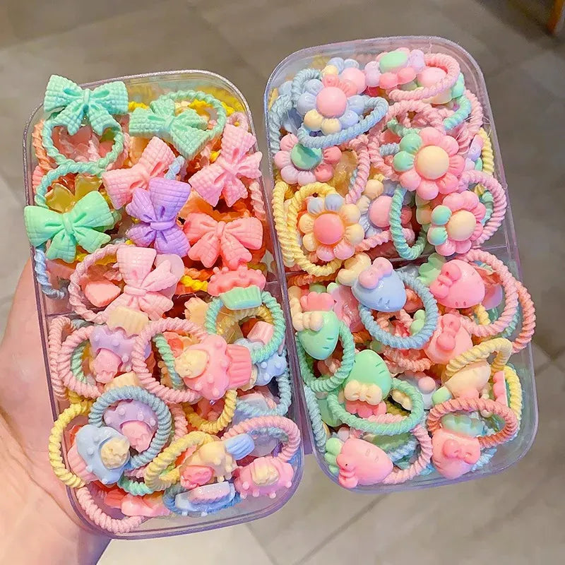 30pcs Children's Thumb Hair Rings High Elasticity Braids Rubber Bands for Babies Non Harmful Cartoon Headrope Cute Accessories