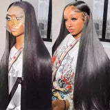 32 Inch Bone Straight Brazilian Remy Human Hair Wig 13x4 13x6 HD Transparent Lace Front 200 Density Pre Plucked Natural Hairline for Black Women