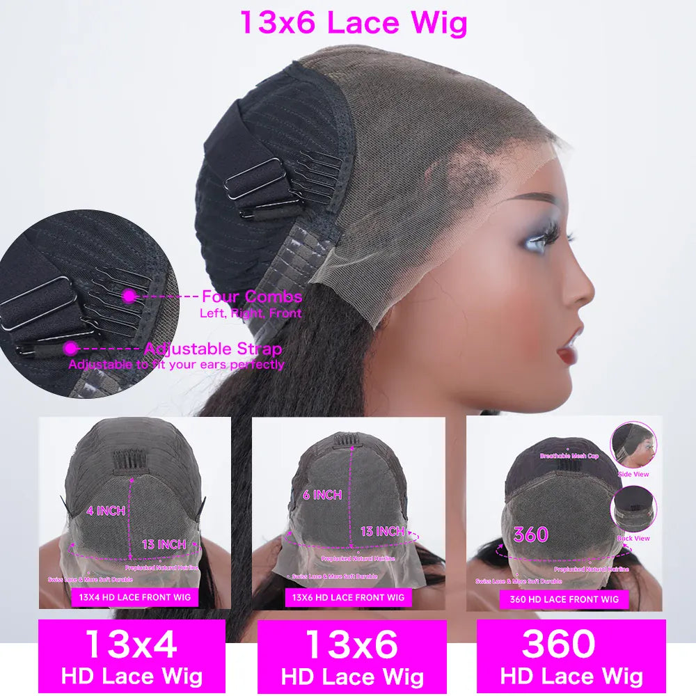 32 Inch Bone Straight Brazilian Remy Human Hair Wig 13x4 13x6 HD Transparent Lace Front 200 Density Pre Plucked Natural Hairline for Black Women