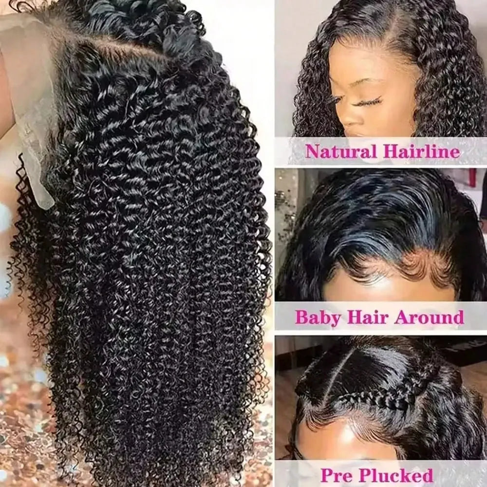 32 Inch Jerry Curly 13x4 Lace Front Wig 250 Density Pre Plucked Baby Hair Deep Curly Glueless Black Human Hair Wigs For Women