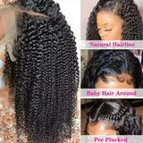 32 Inch Jerry Curly 13x4 Lace Front Wig 250 Density Pre Plucked Baby Hair Deep Curly Glueless Black Human Hair Wigs For Women